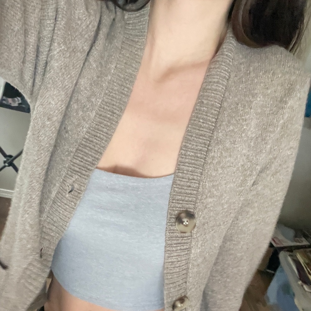 Soft Taupe Knit Button Cardigan - Picture 4 of 4